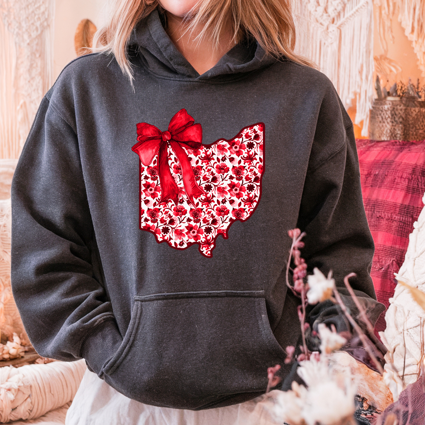 Ohio Floral Bow Hoodie