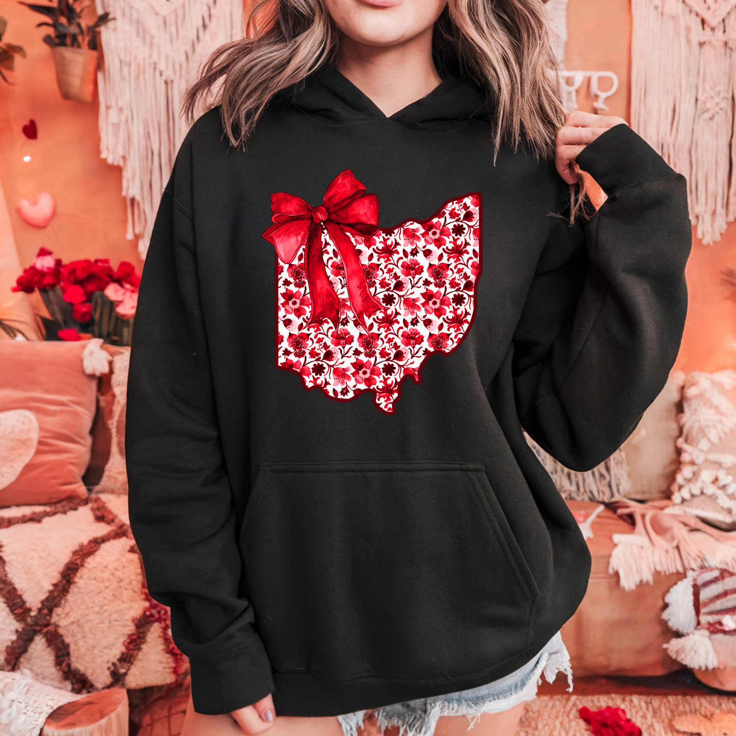 Ohio Floral Bow Hoodie