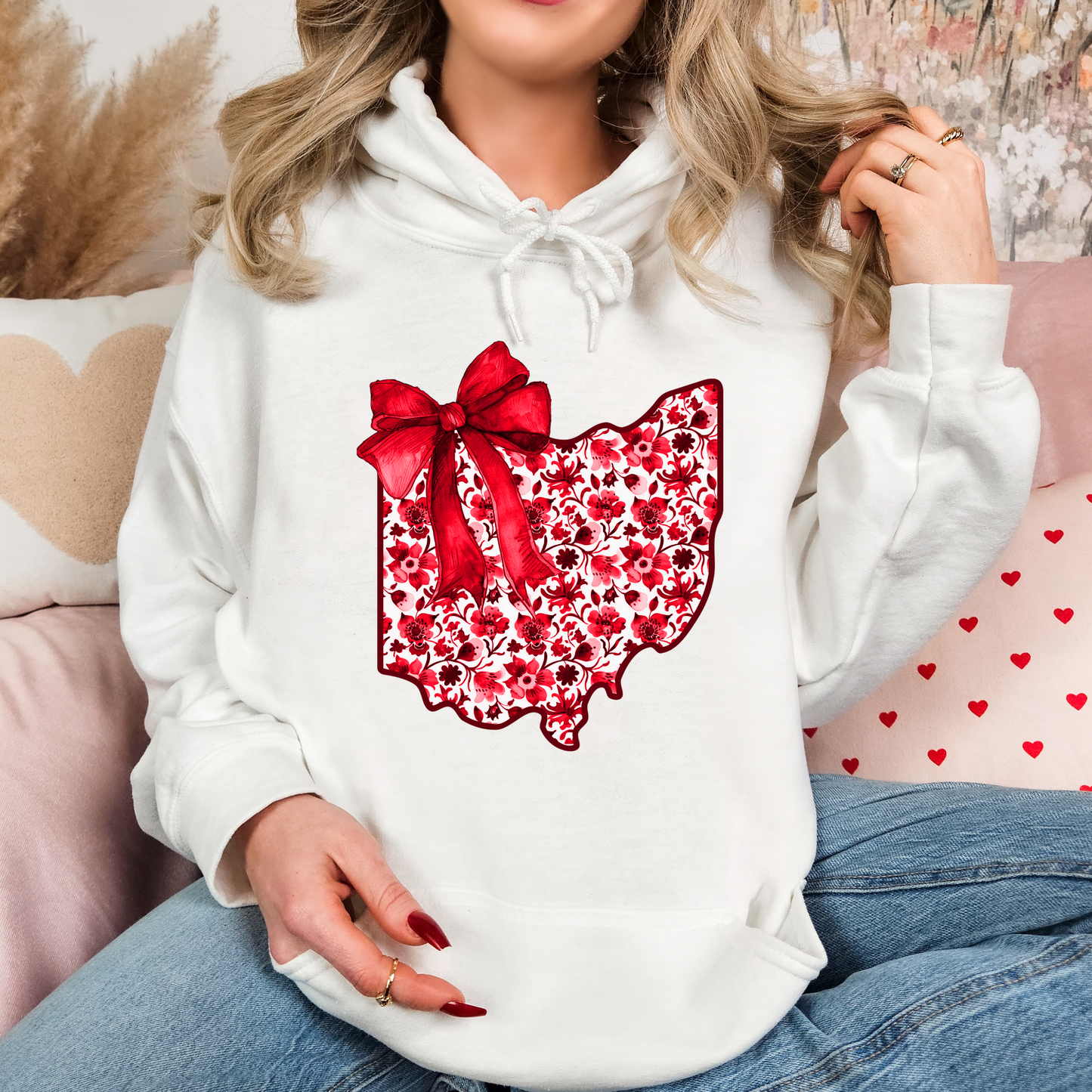 Ohio Floral Bow Hoodie