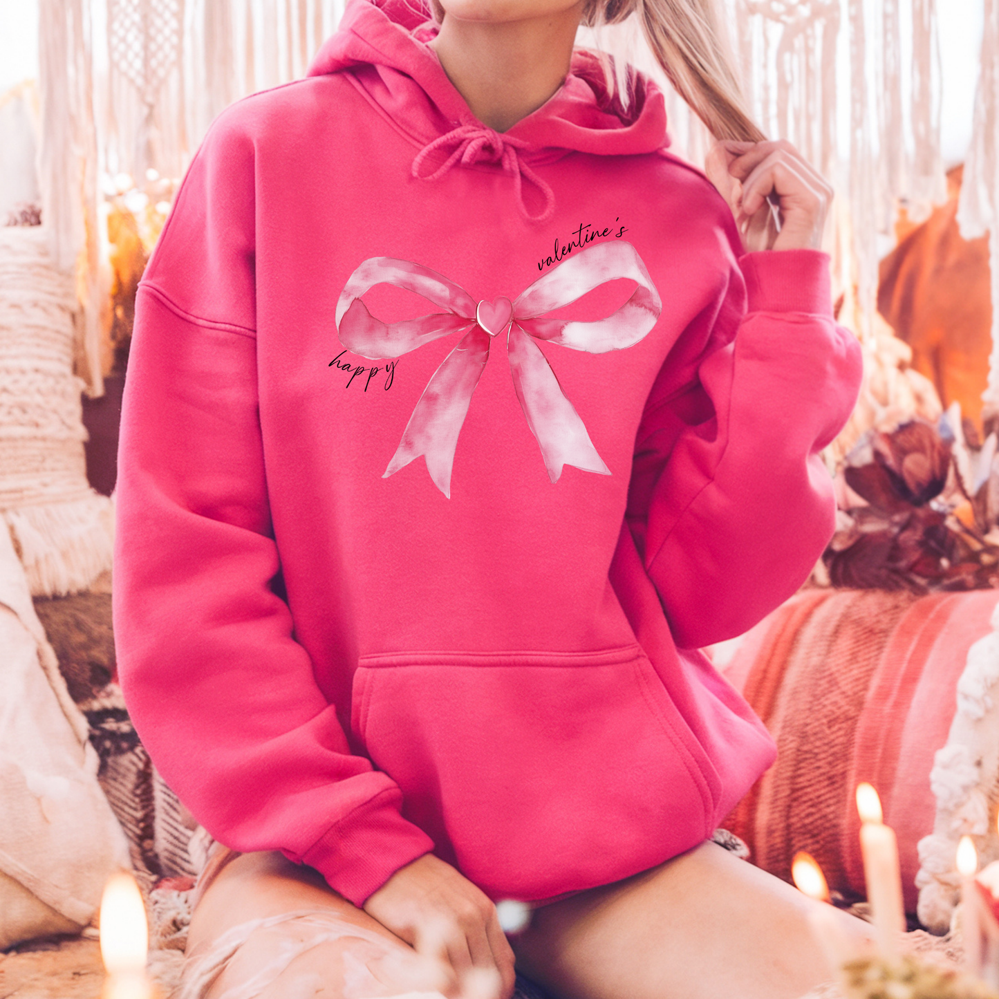 Happy Valentine’s Pink Bow Hoodie