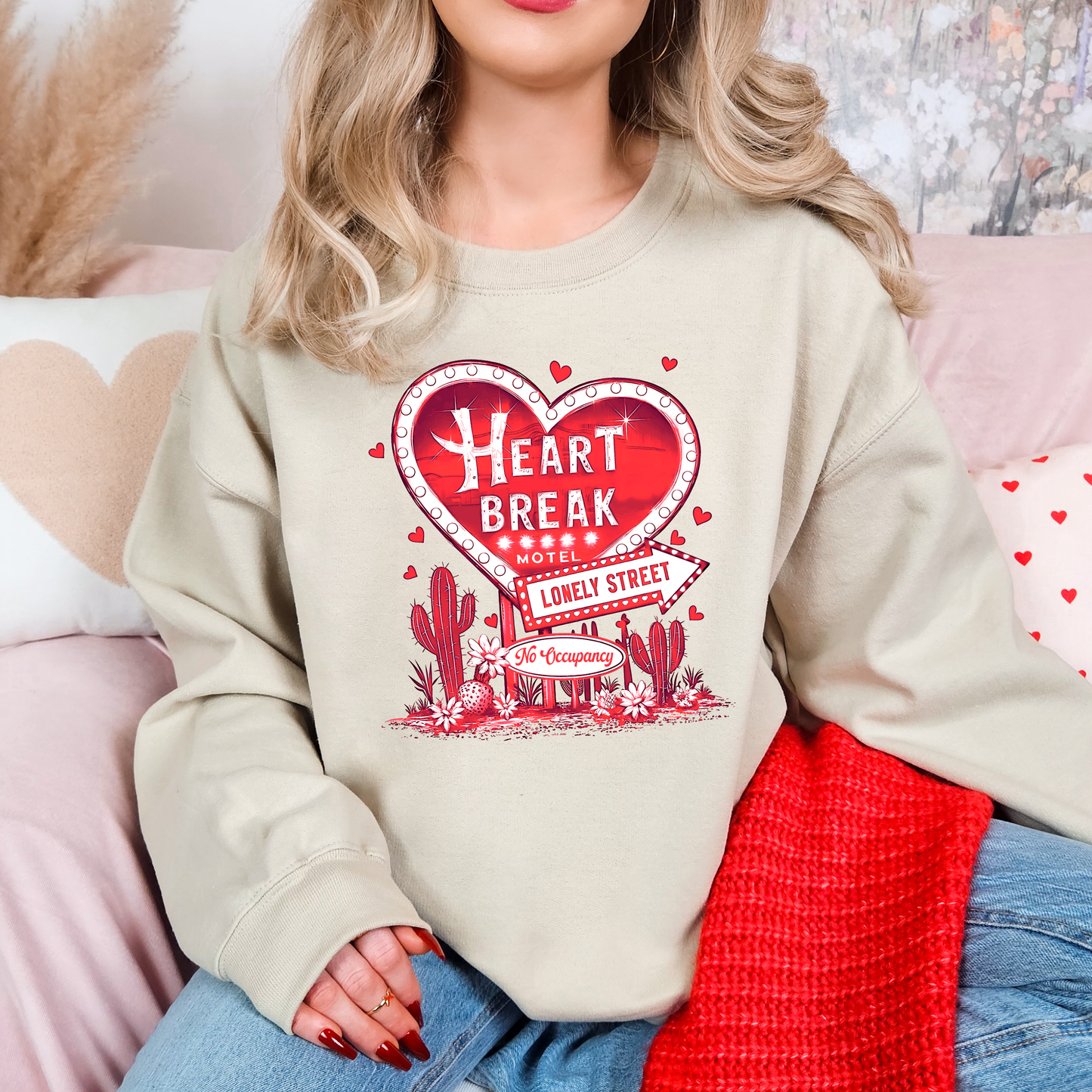 Heartbreak Motel Sweatshirt – Escape to Lonely Street in Style - Red