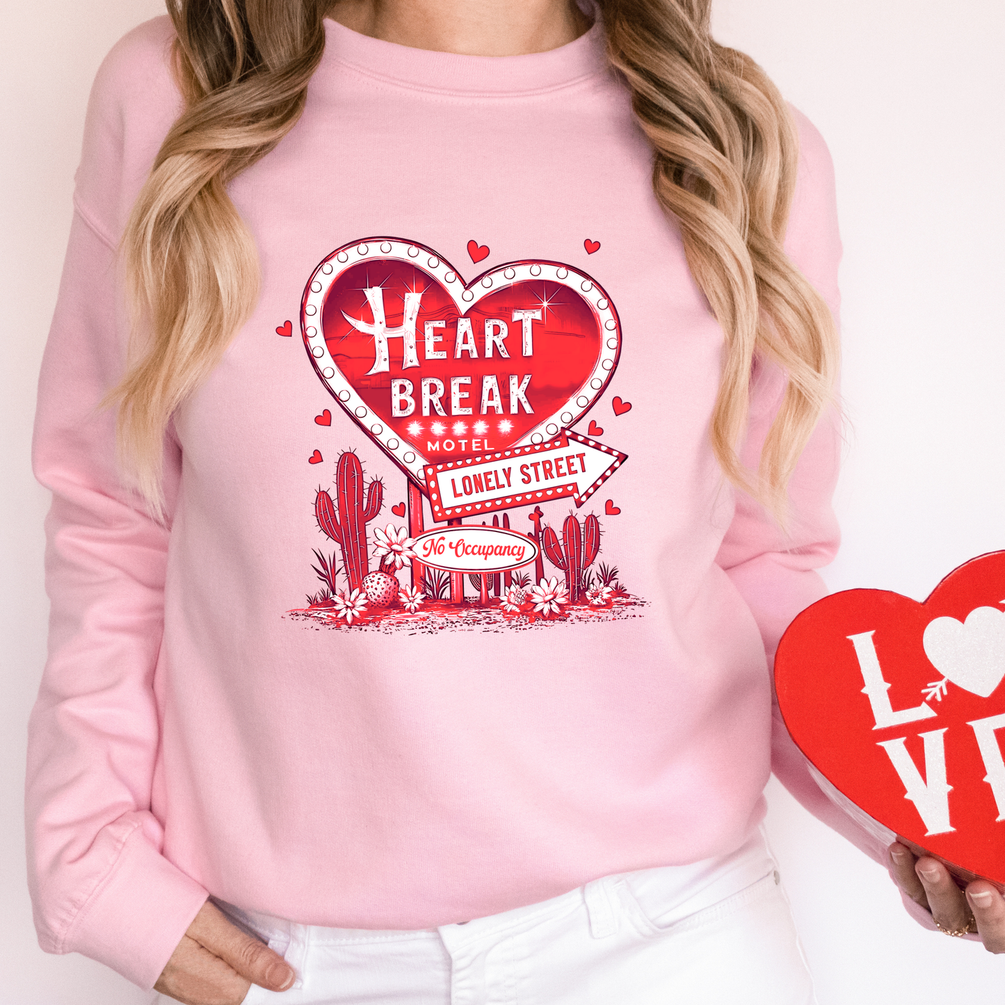 Heartbreak Motel Sweatshirt – Escape to Lonely Street in Style - Red