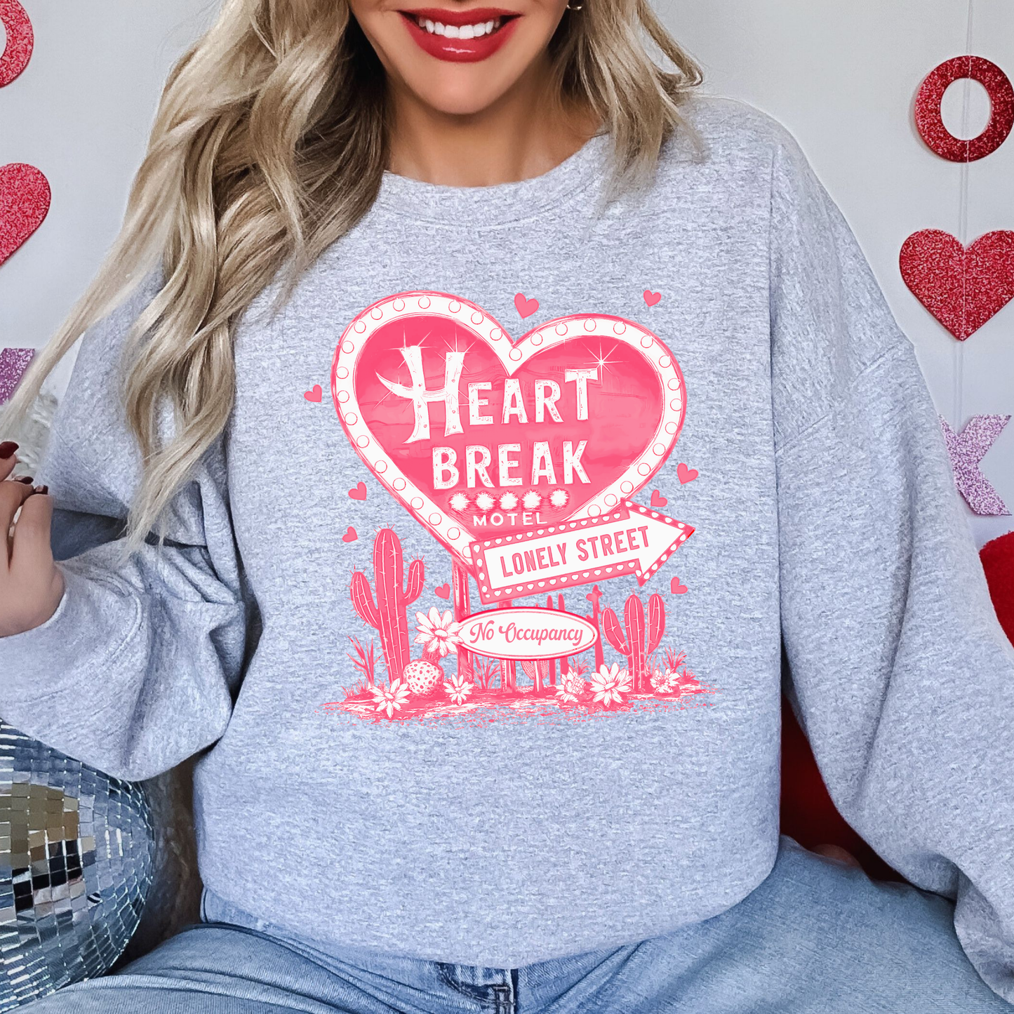 Heartbreak Motel on Lonely Street – Pink Cozy Sweatshirt