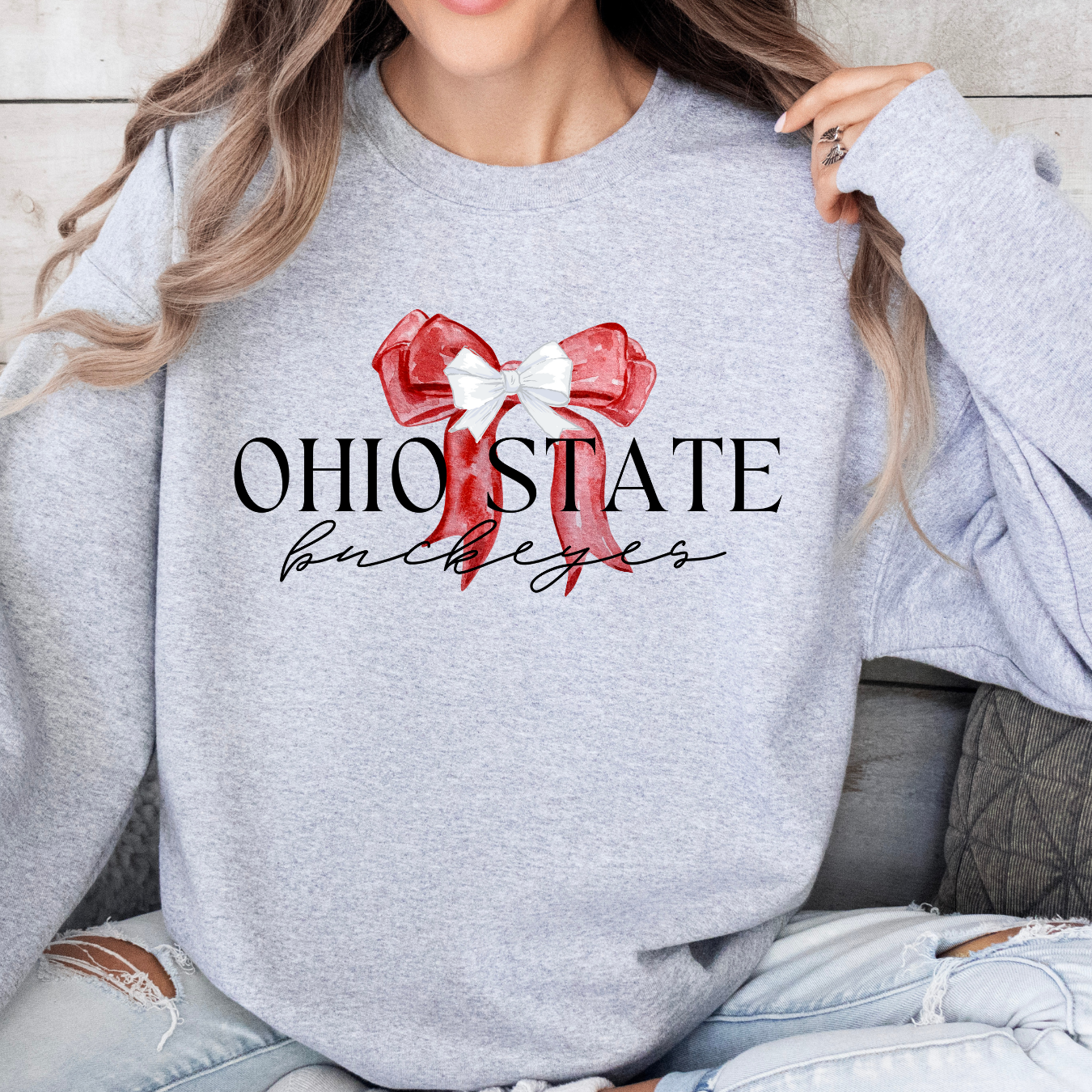 Ohio State Coquette Red Bow Sweatshirt