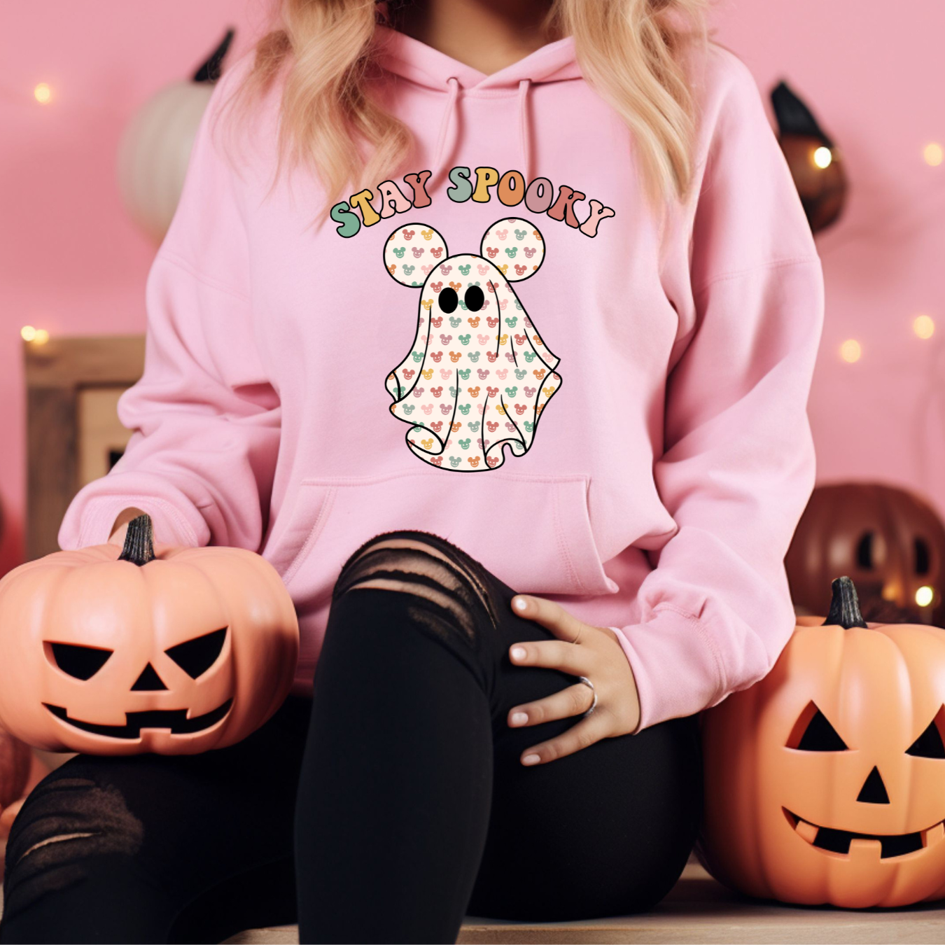 Stay Spooky Pink Ghost – Cute & Cozy Halloween Vibes Hoodie
