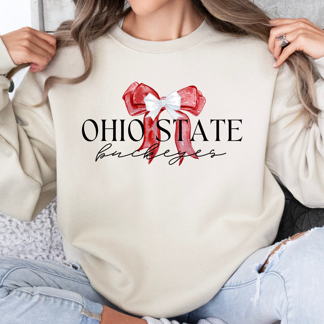 Ohio State Coquette Red Bow Sweatshirt