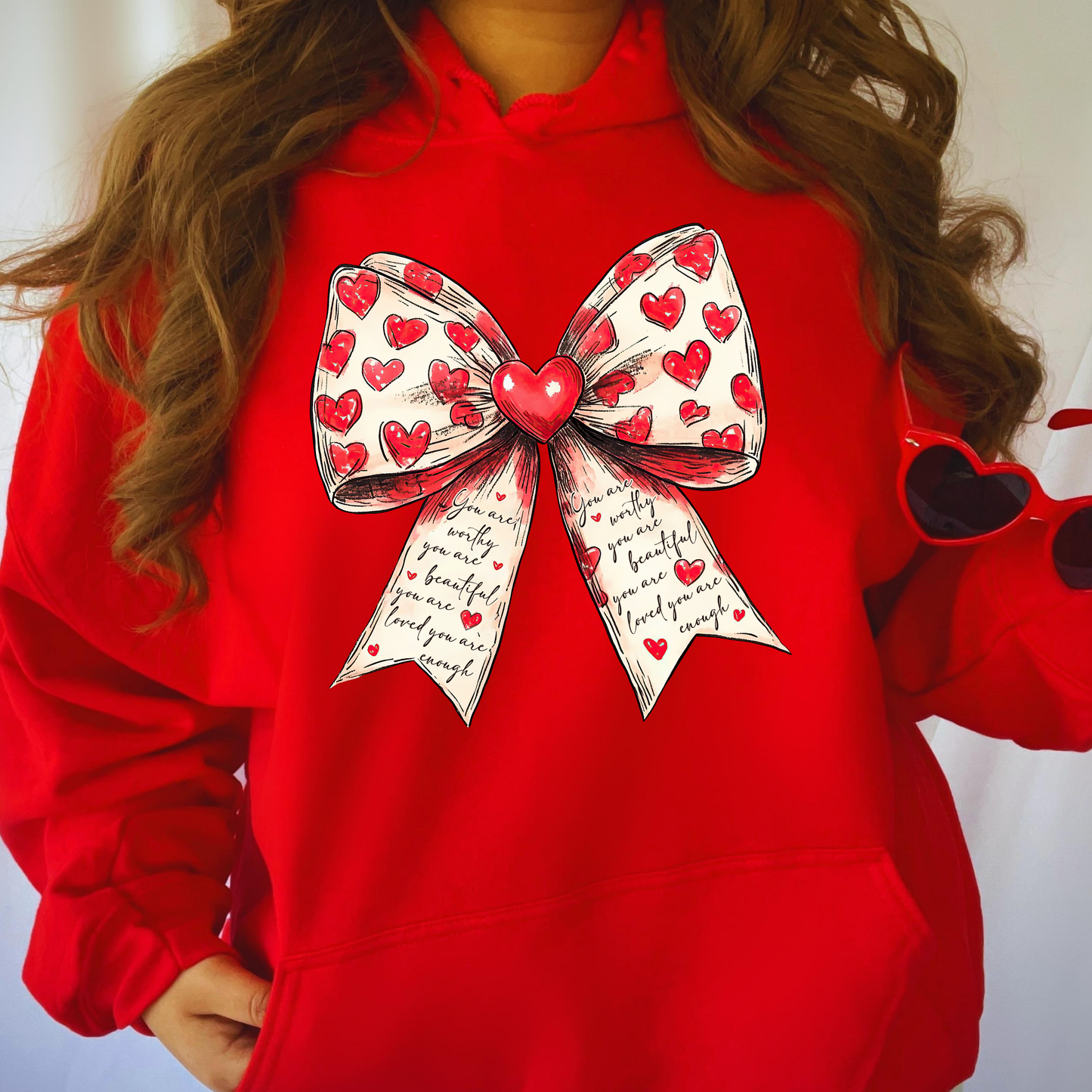 Valentine Heart Bow Hoodie