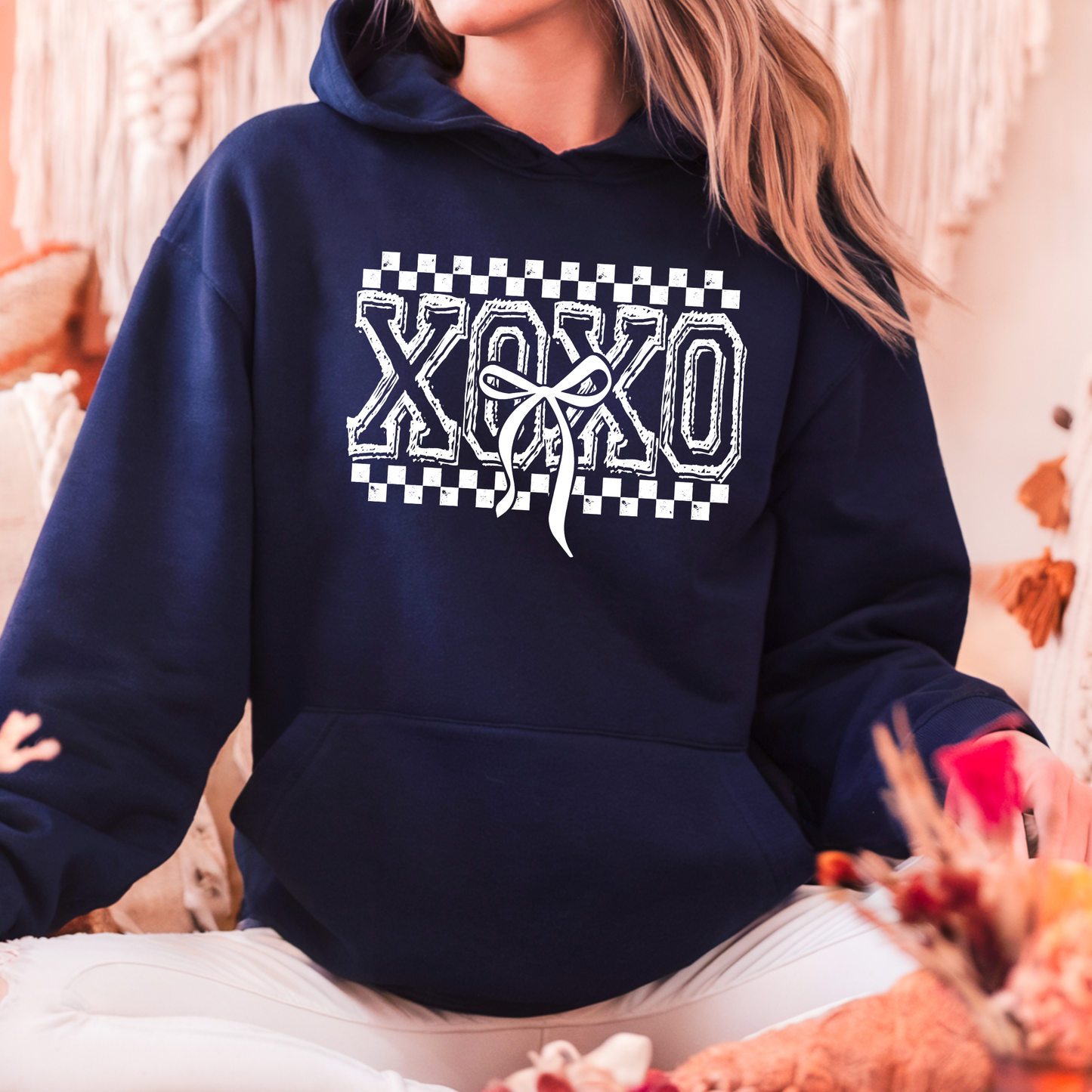 XOXO Checkered Bow Hoodie