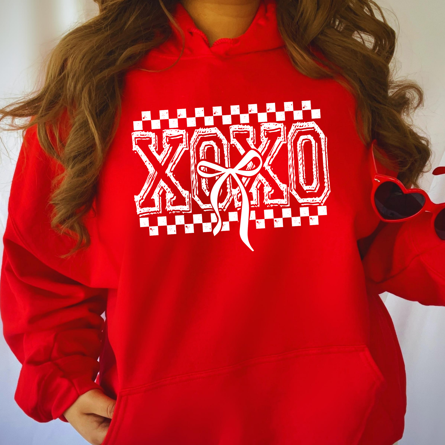 XOXO Checkered Bow Hoodie