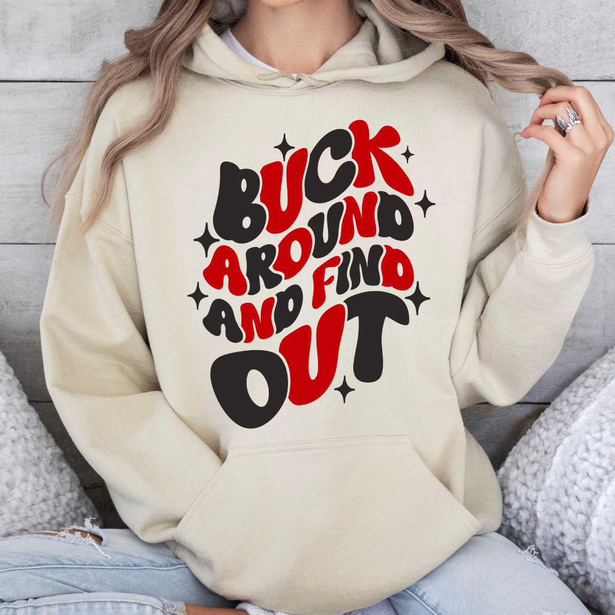 Ohio State "Buck Around and Find Out" Groovy Retro Hoodie
