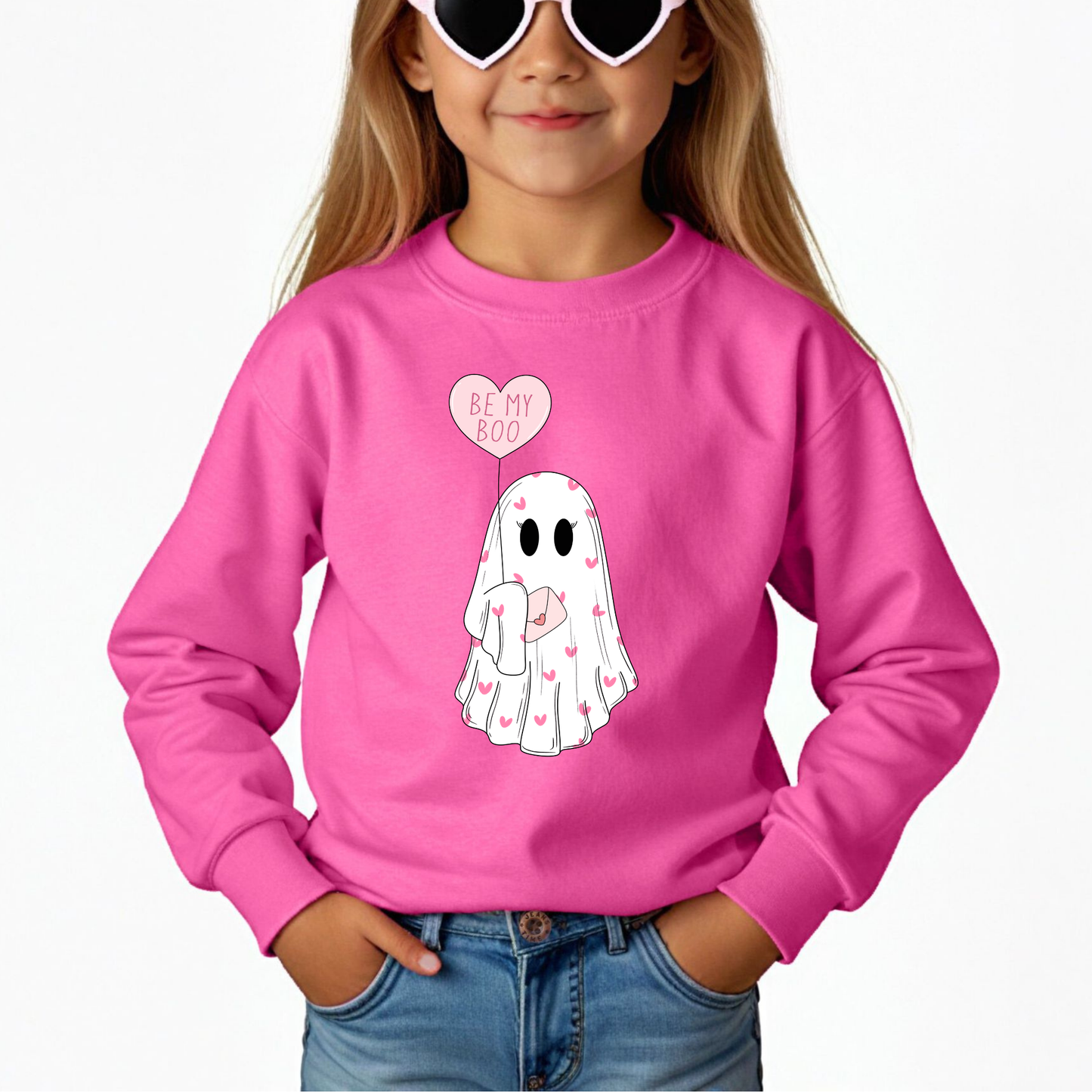 Be My Boo Kids Pink Ghost Sweatshirt