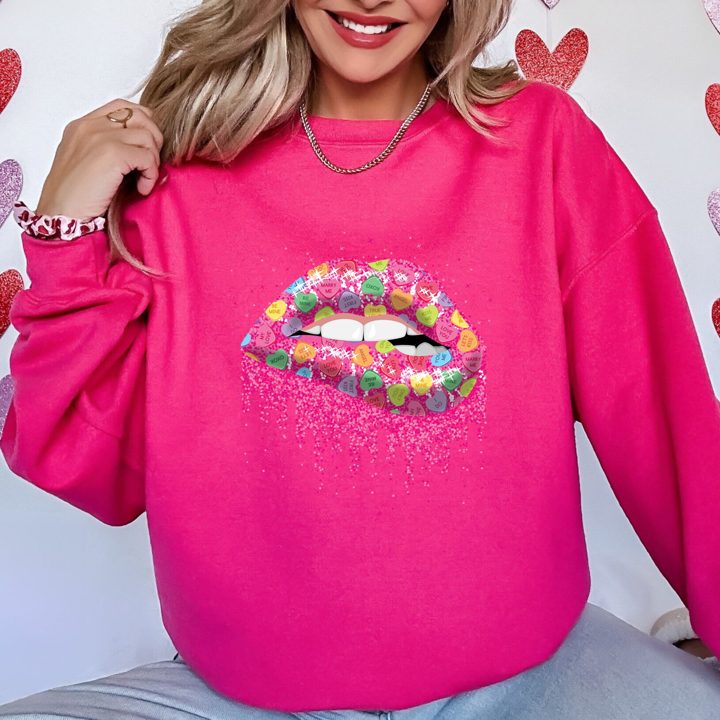 Candy Conversation Hearts Lips Sweatshirt