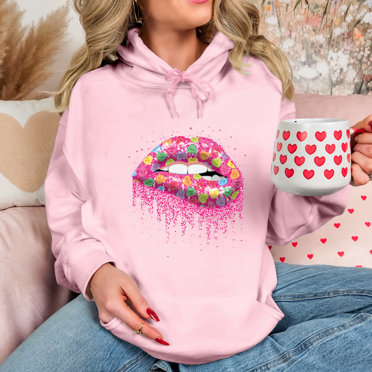 Sweet Candy Heart Lips Hoodie