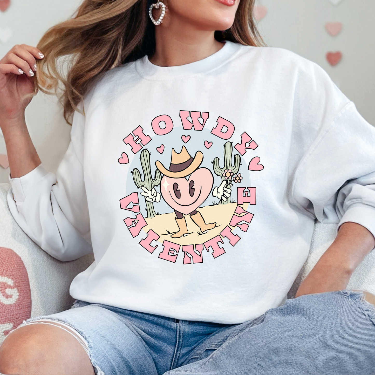 Howdy Valentine Western Heart Sweatshirt
