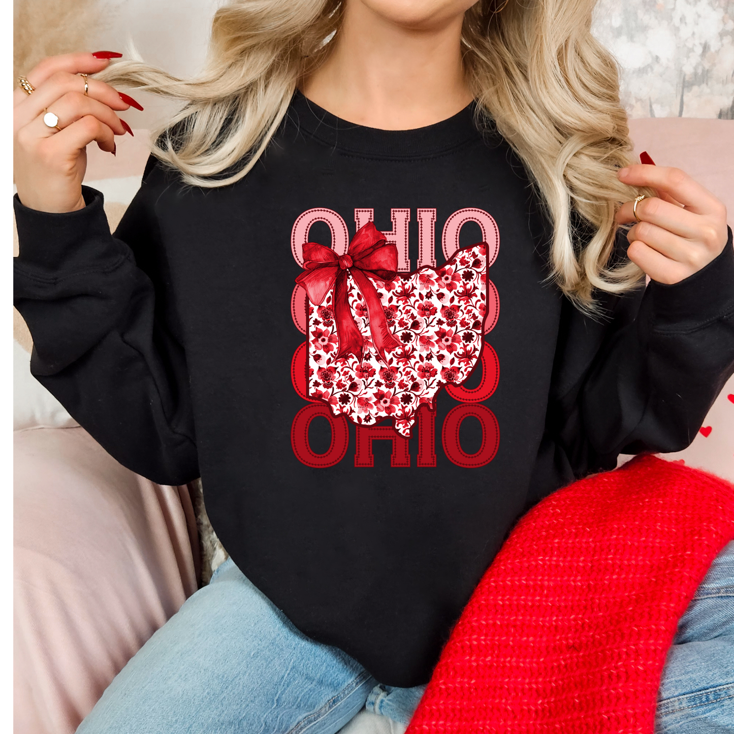Ohio Love Floral Bow Sweatshirt
