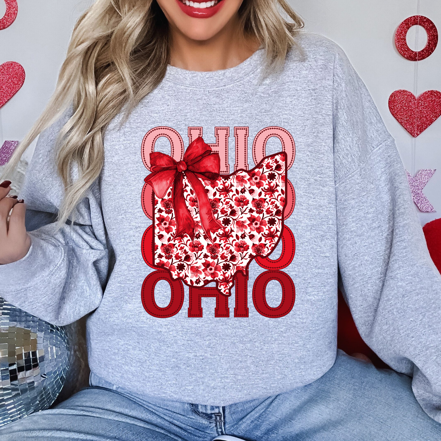 Ohio Love Floral Bow Sweatshirt
