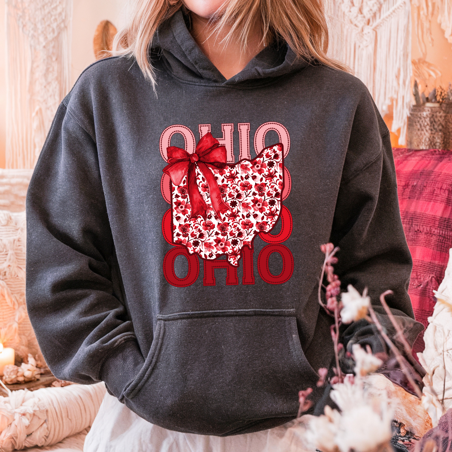 Ohio Floral Bow Hoodie