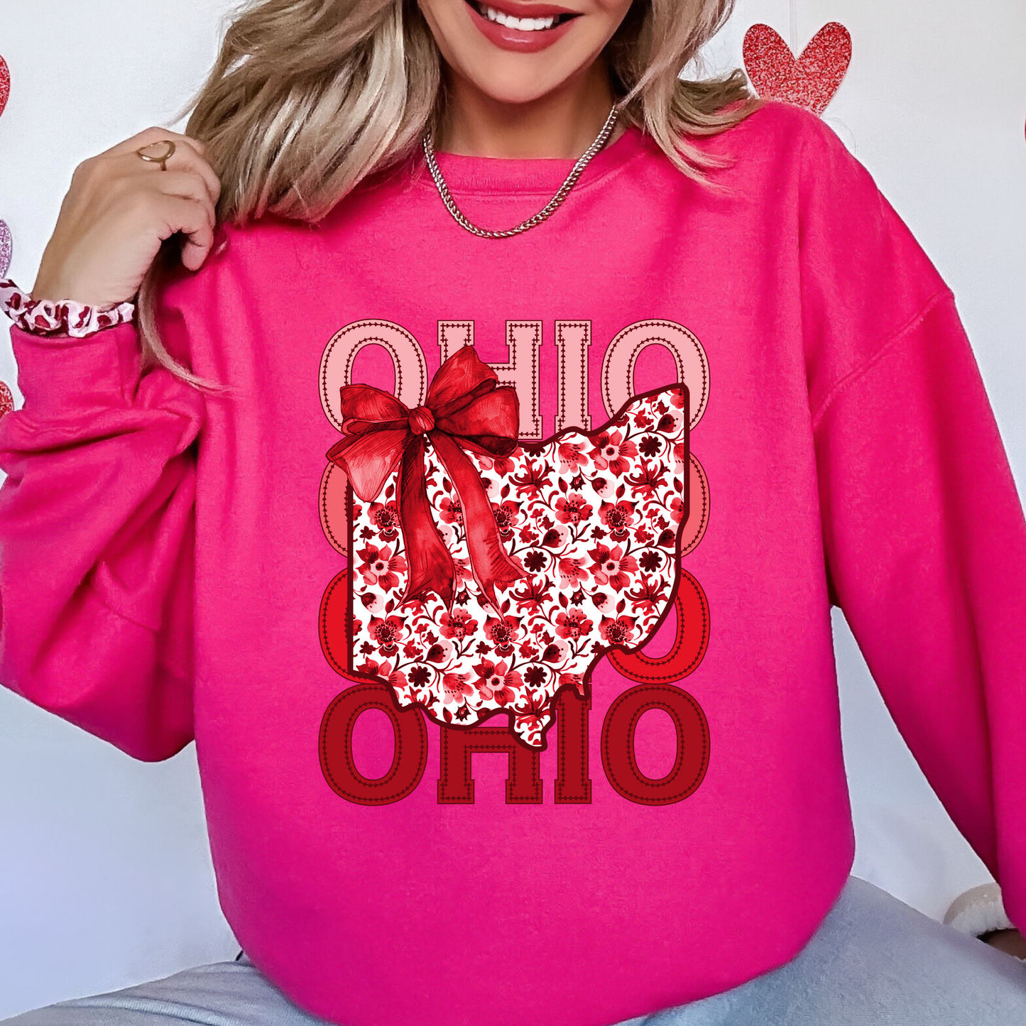 Ohio Love Floral Bow Sweatshirt