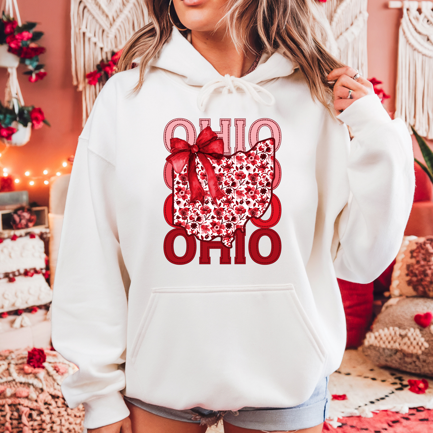 Ohio Floral Bow Hoodie