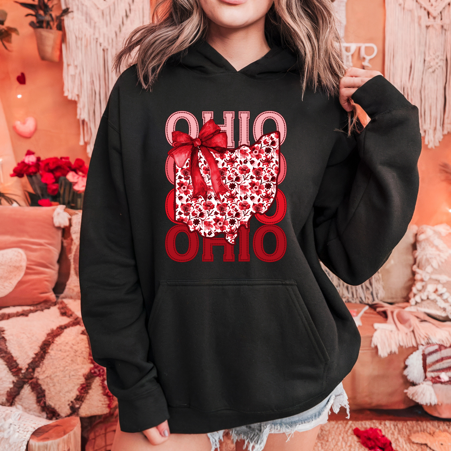 Ohio Floral Bow Hoodie