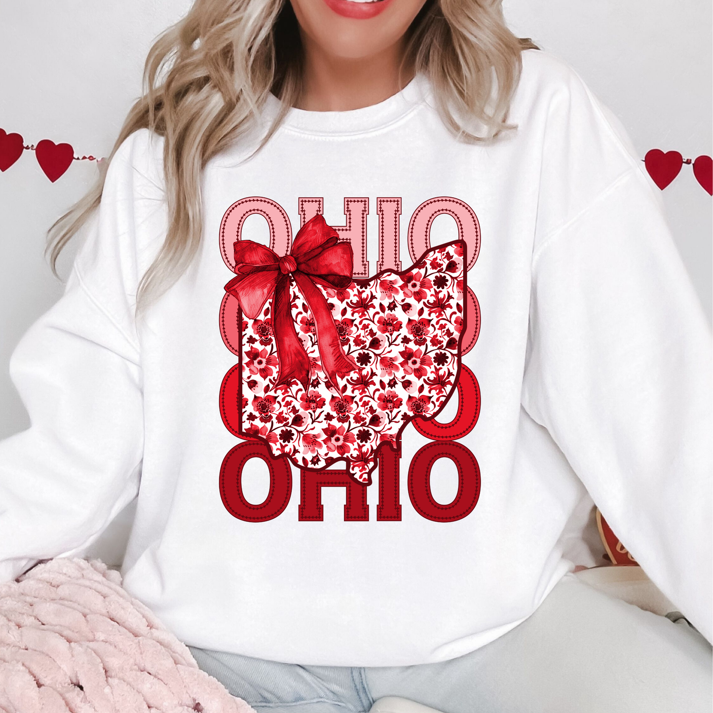 Ohio Love Floral Bow Sweatshirt