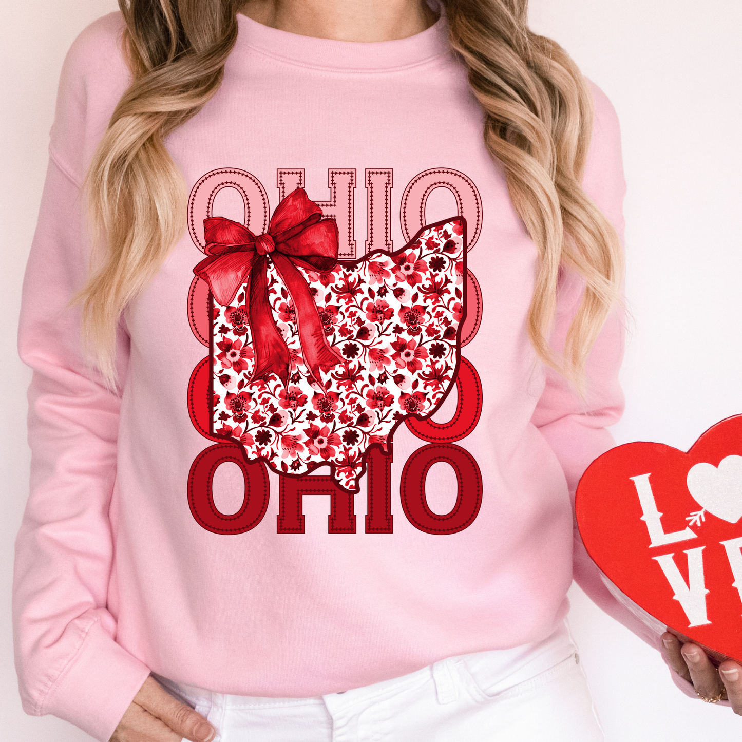 Ohio Love Floral Bow Sweatshirt