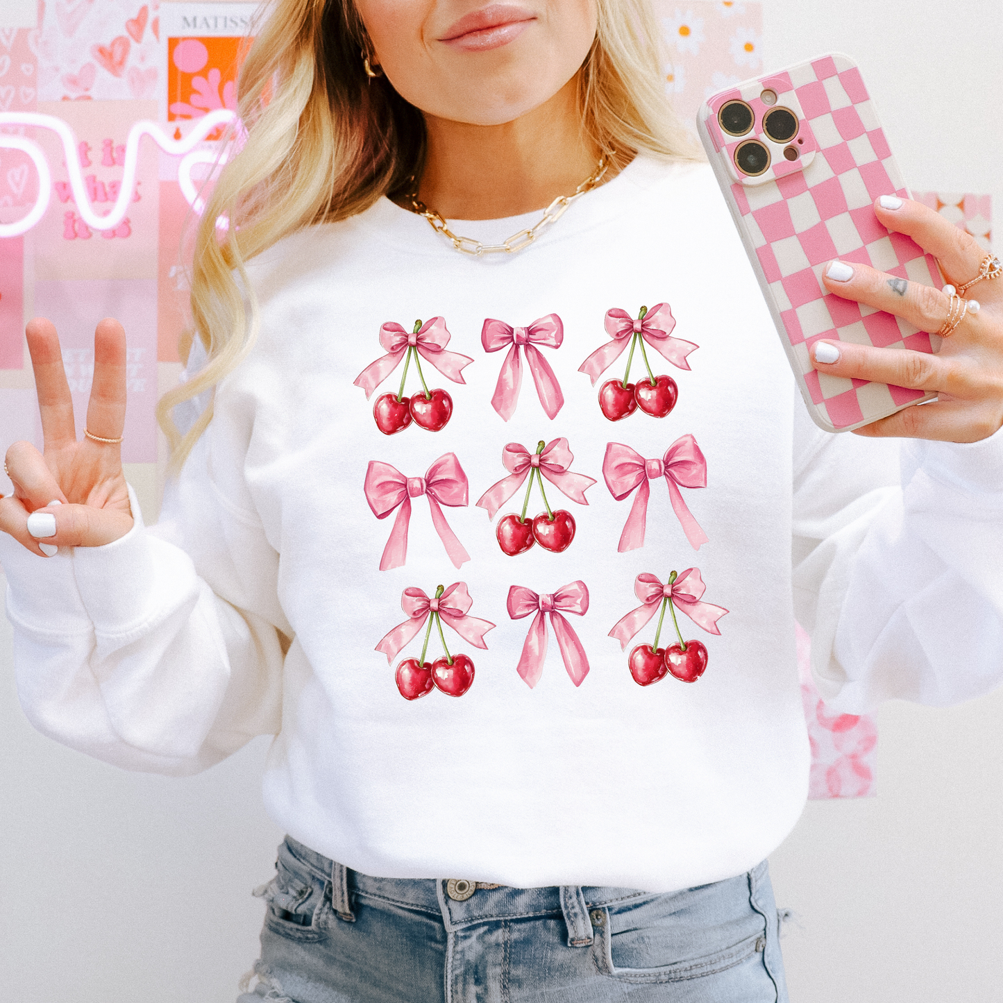 Sweet Cherries & Pink Bows Sweatshirt