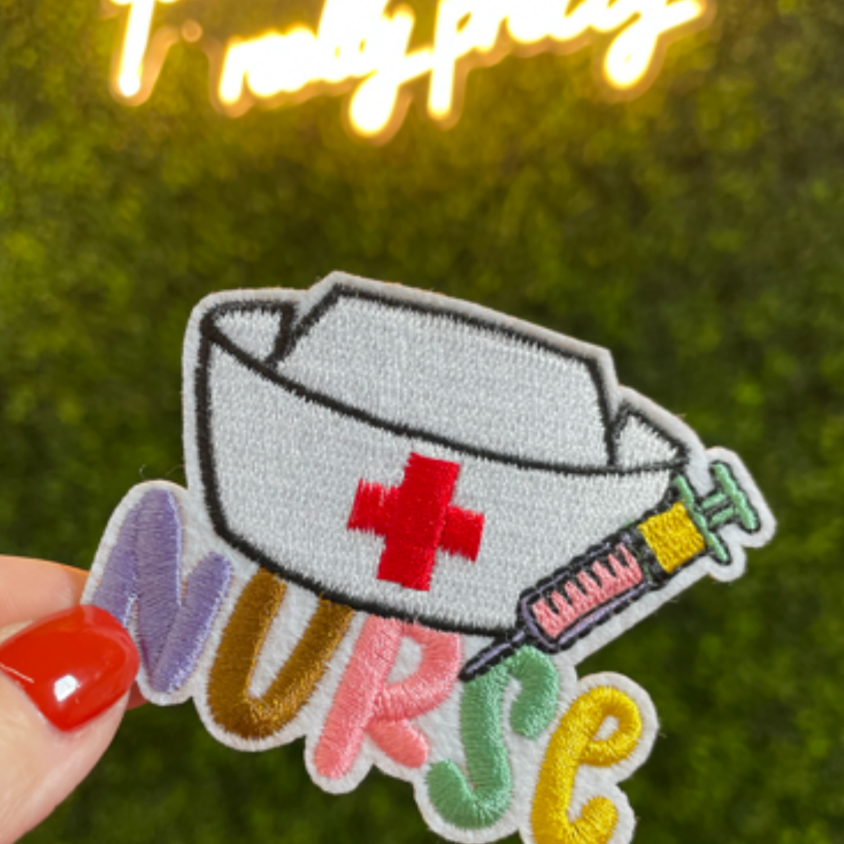 Nurse Cap and Syringe Embroidered Patch