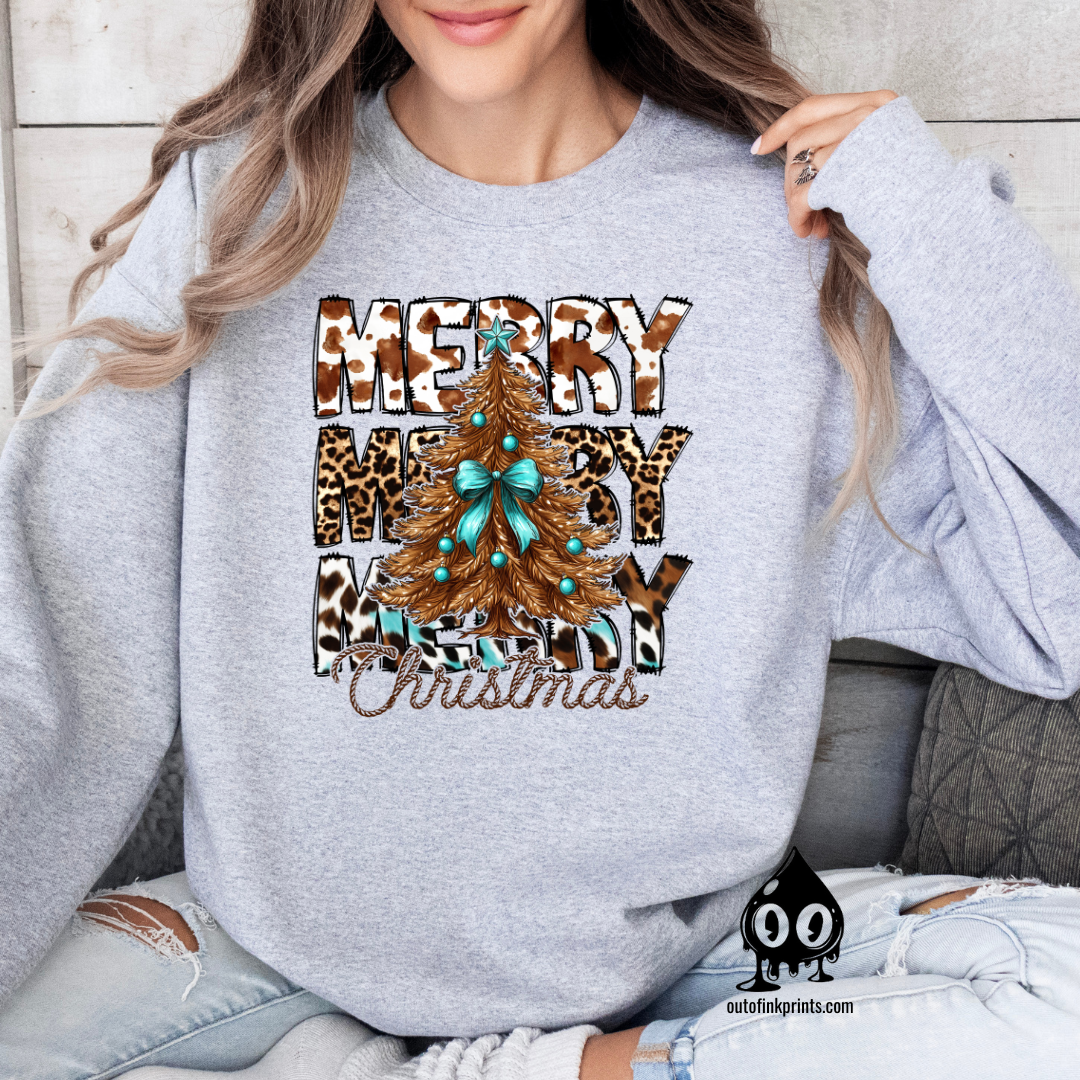 Animal Print Merry Christmas Sweatshirt