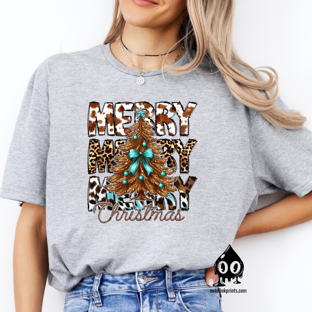 Animal Print 'Merry Christmas' T-Shirt