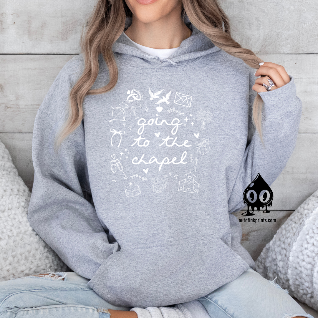 Going to the Chapel White Text Hoodie