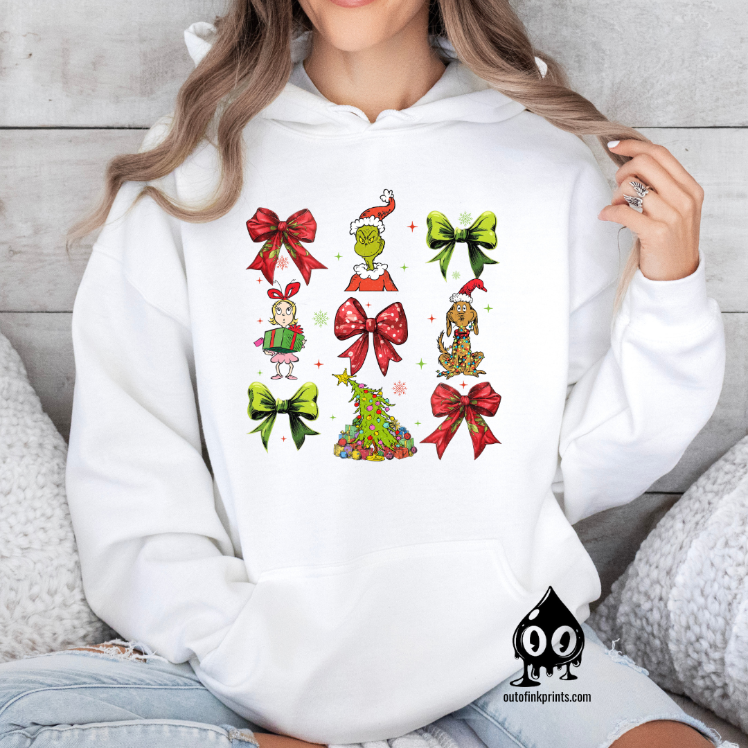 Grinchy Characters & Bows Hoodie
