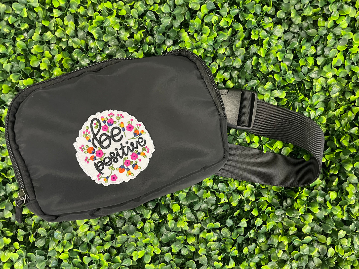 Be Positive Floral Embroidered Patch