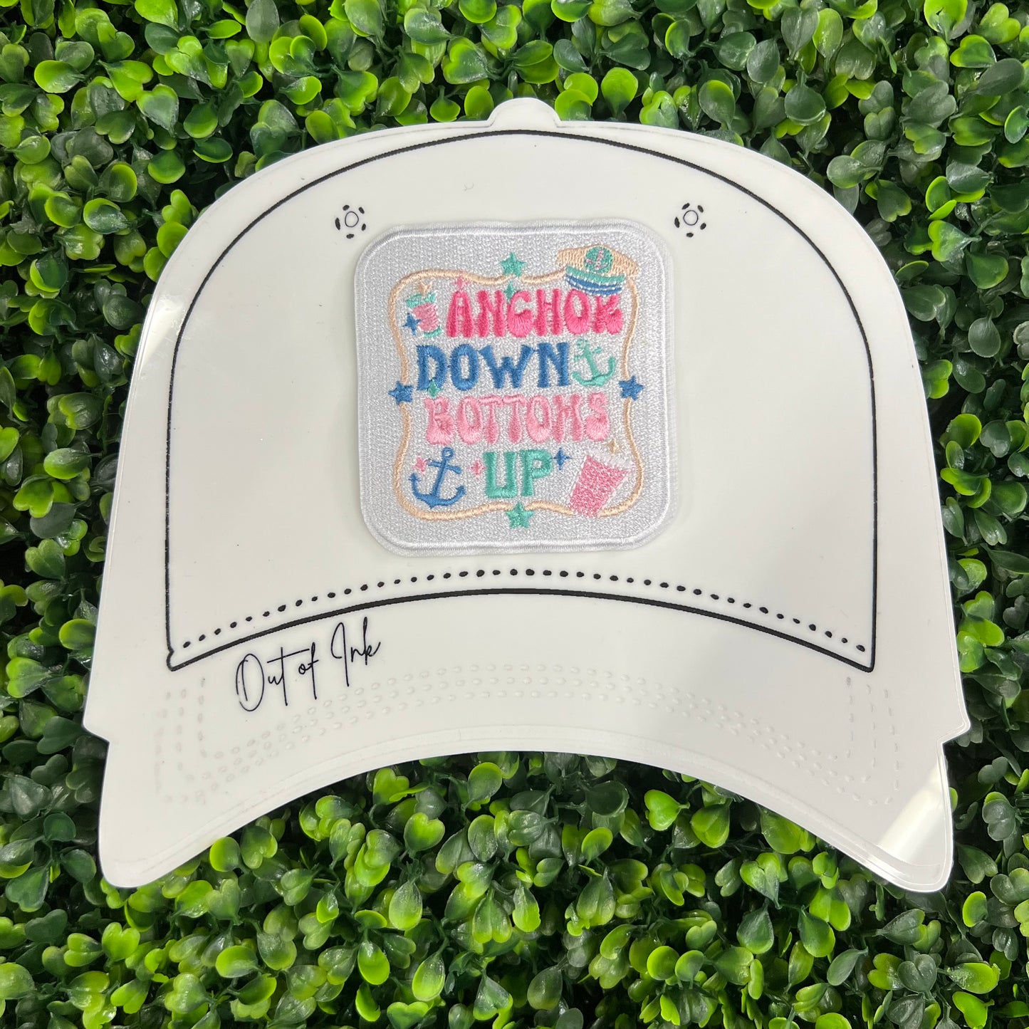 Anchor Down Bottoms Up Embroidered Patch