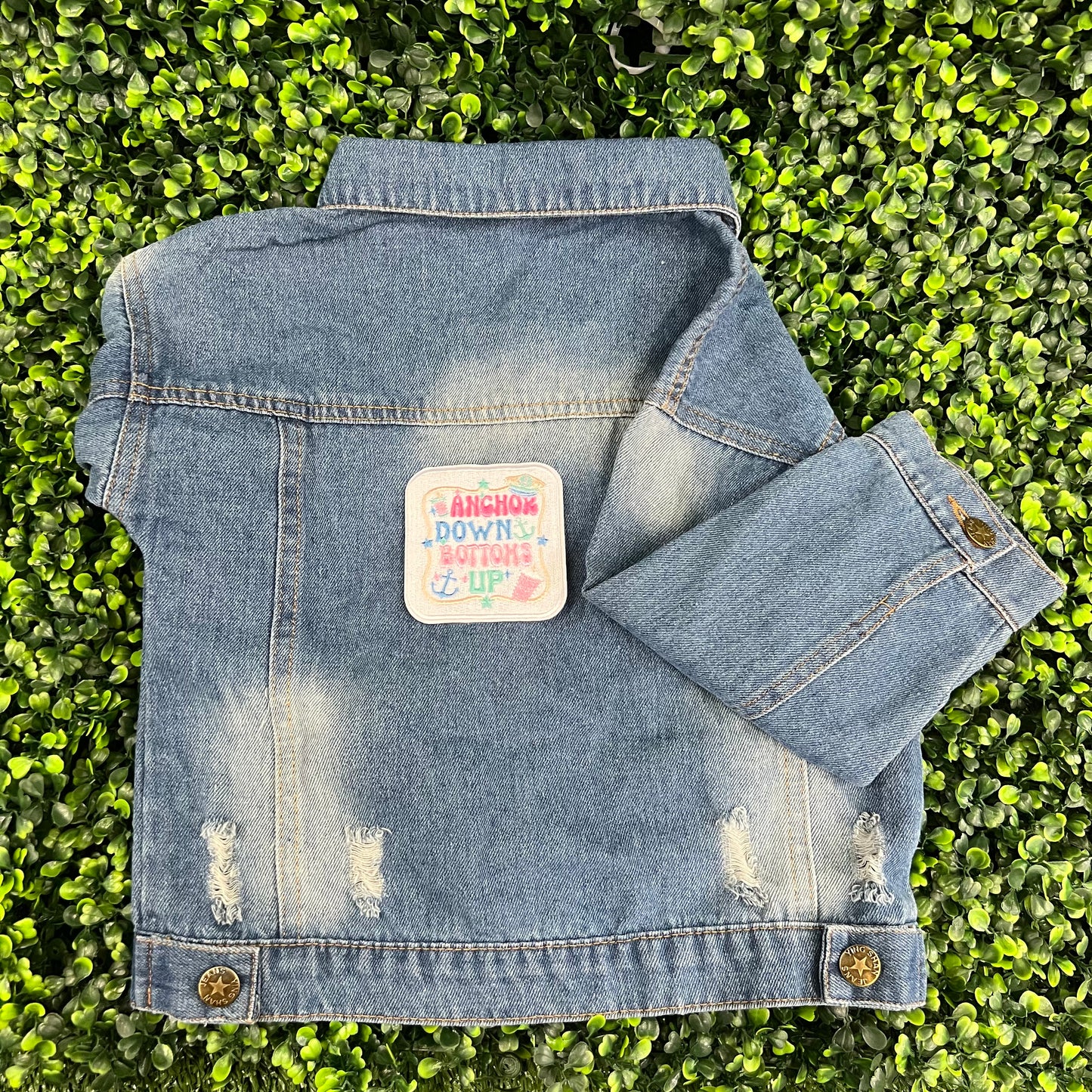 Anchor Down Bottoms Up Embroidered Patch