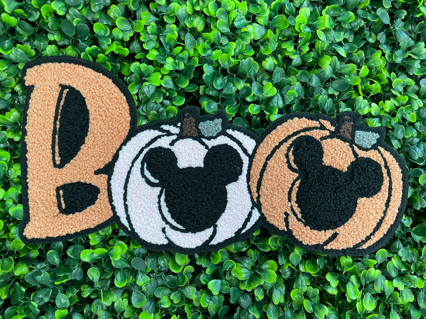 Mouse "Boo" Halloween Pumpkin Chenille Patch