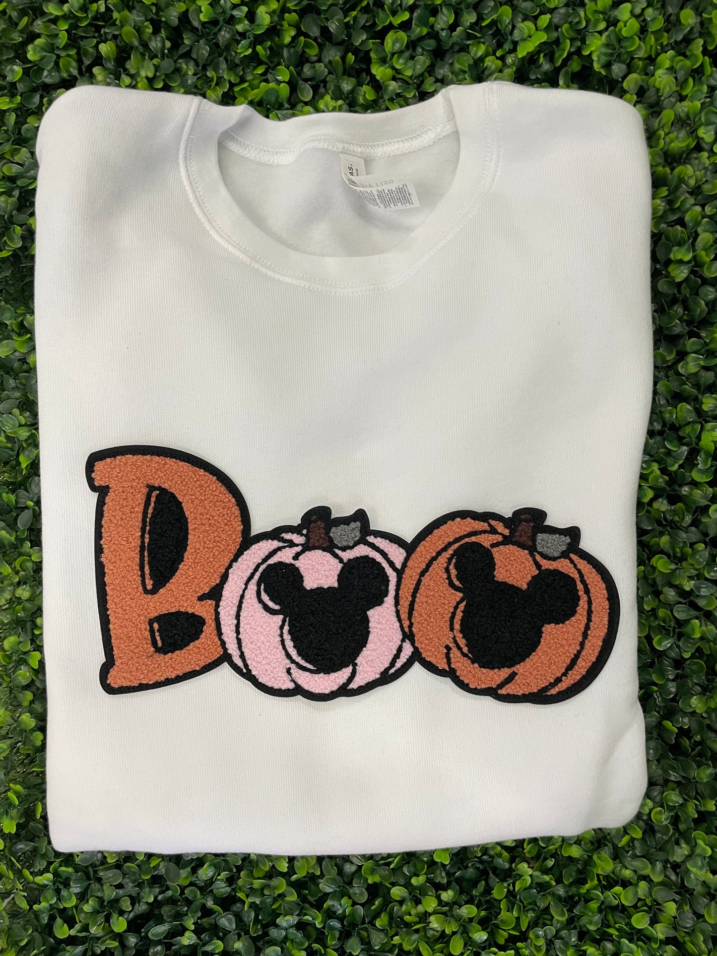 Mouse "Boo" Halloween Pumpkin Chenille Patch