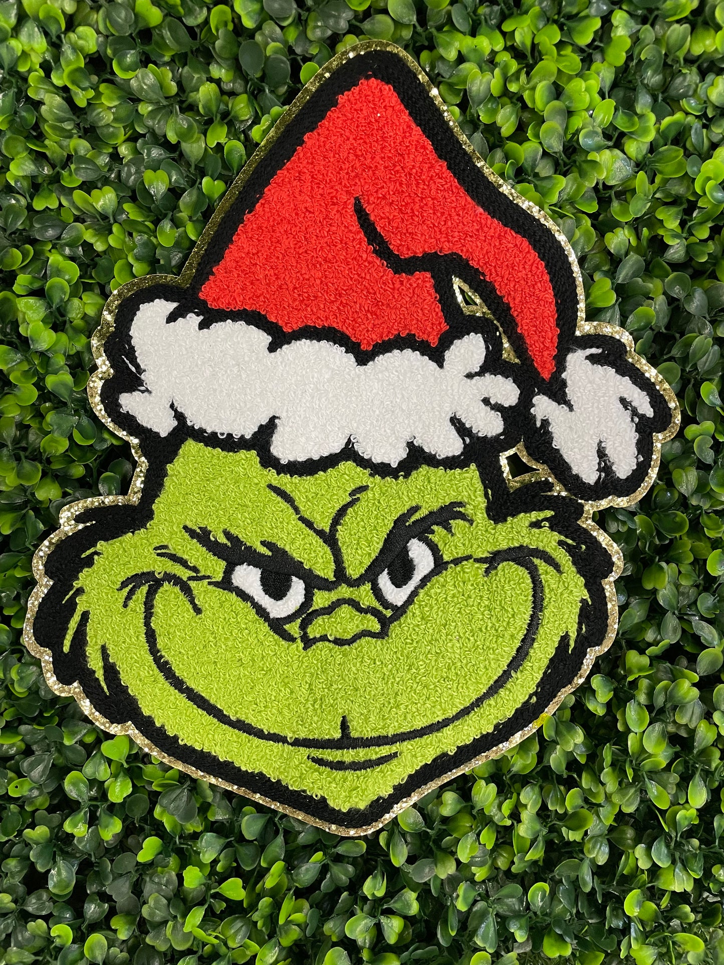 Grinning Santa Face Chenille Patch