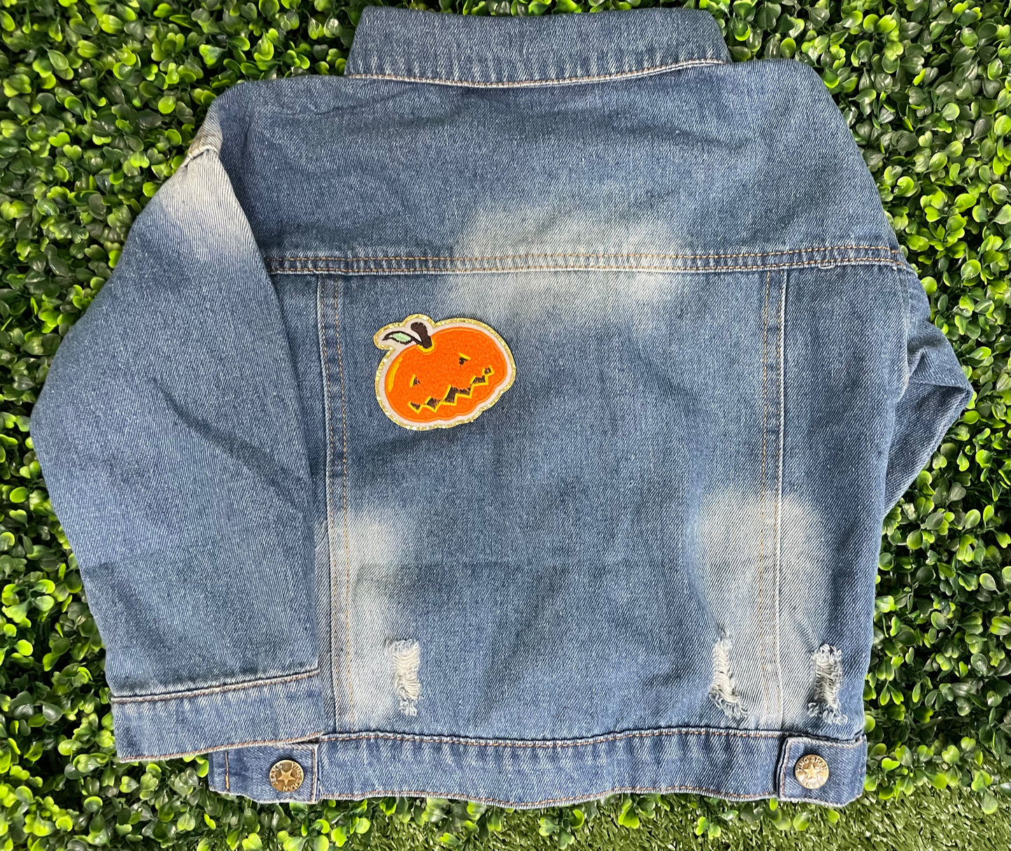 Glittering Smiling Pumpkin Embroidered Patch