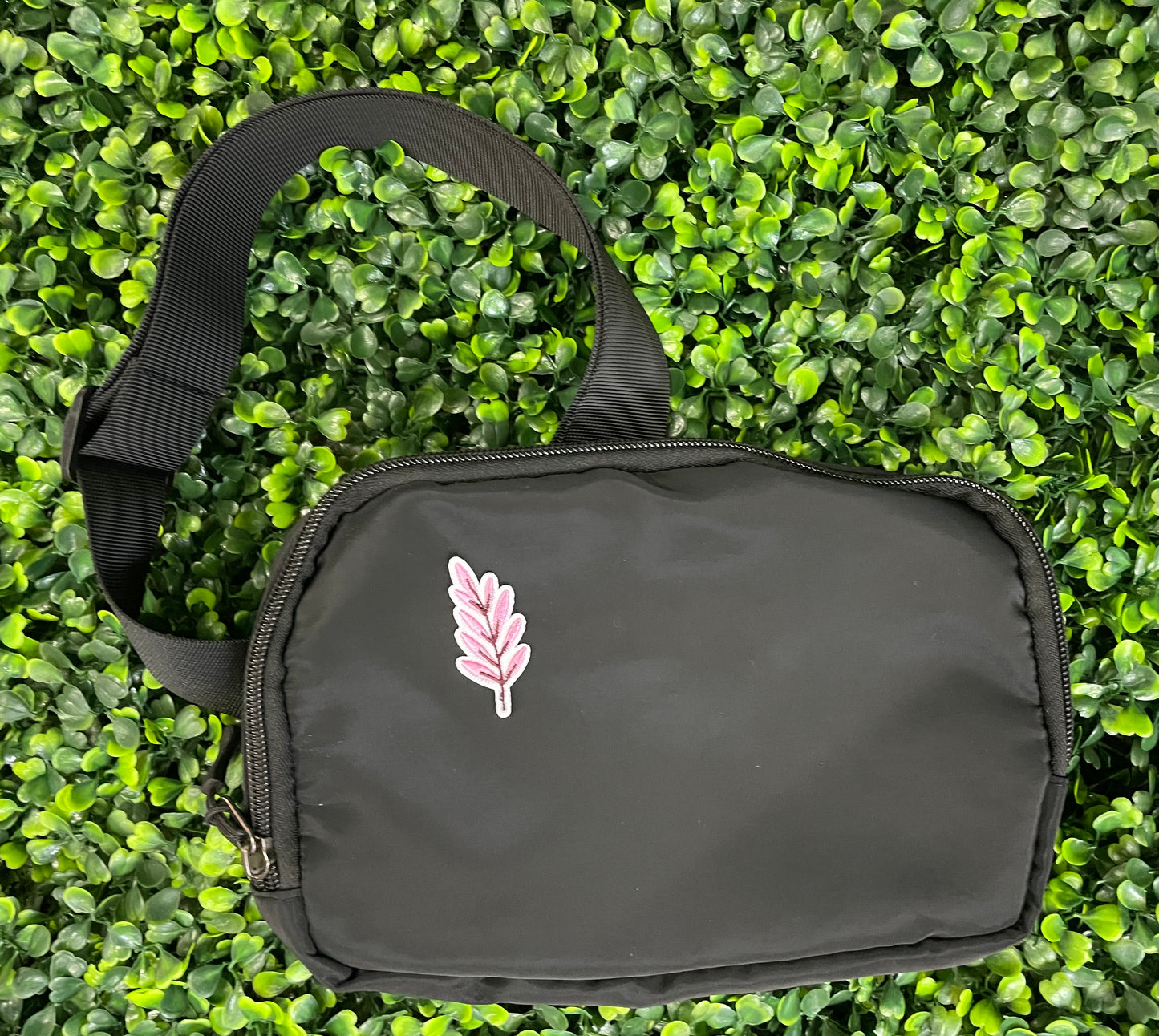 Pink Leaf Branch Embroidered Patch