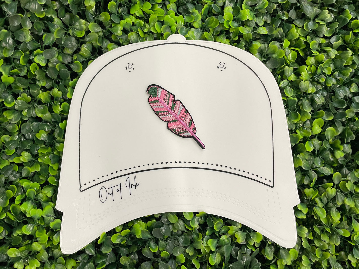 Pink and Green Feather Embroidered Patch