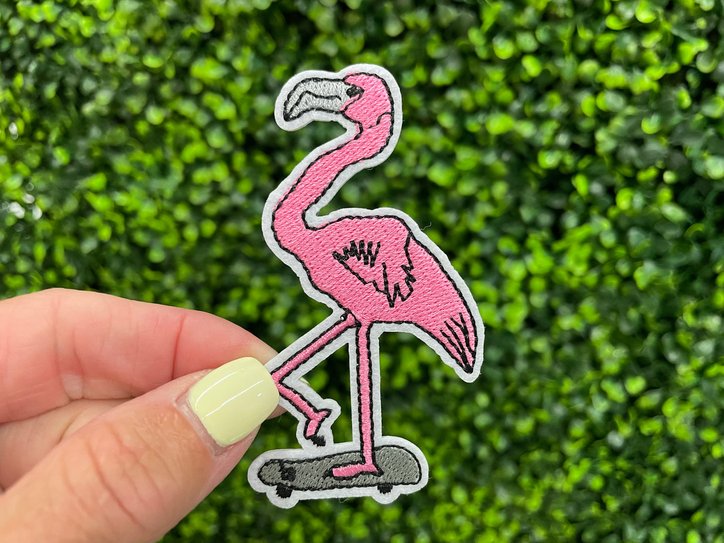 Flamingo Skateboarder Embroidered Patch