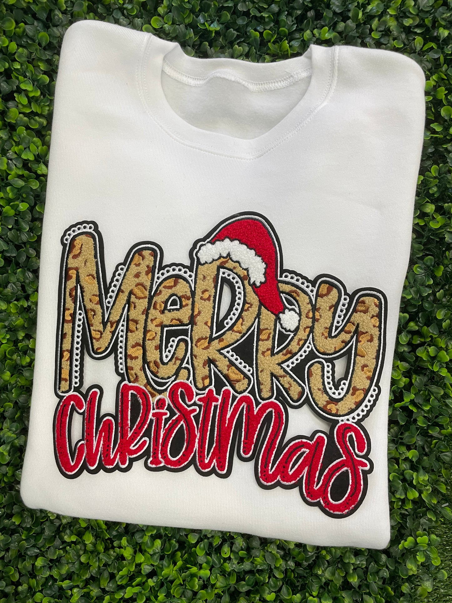 Cheetah 'Merry Christmas' Chenille Patch