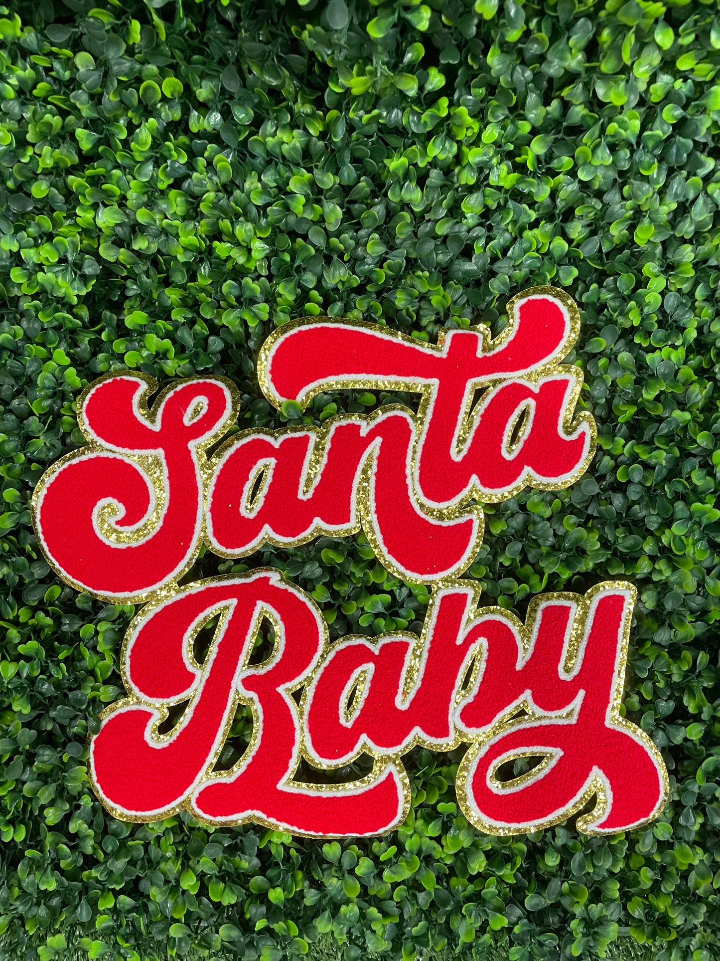 Red Santa Baby Glitter Chenille Patch