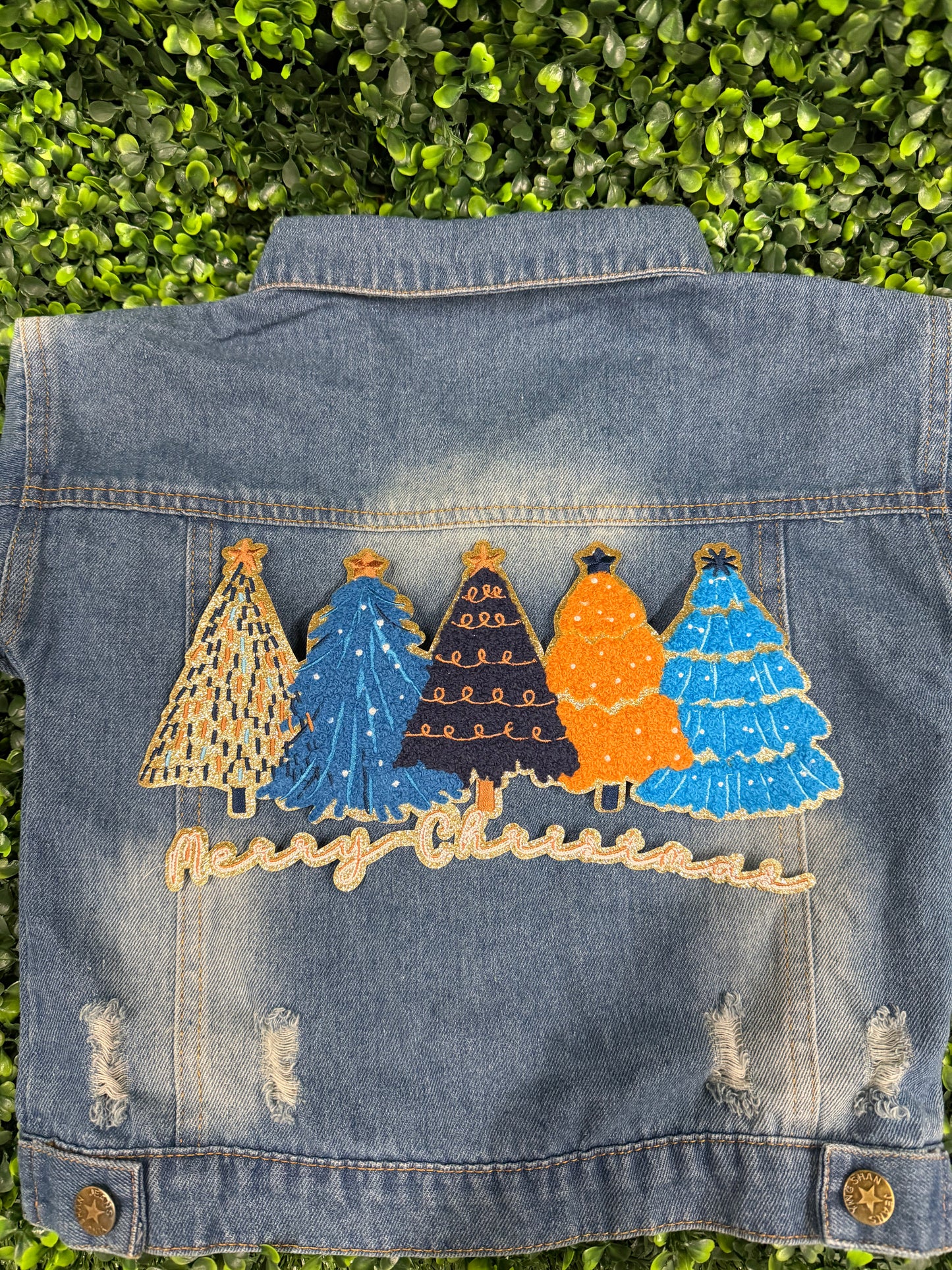 Merry Christmas Tree Chenille Patch