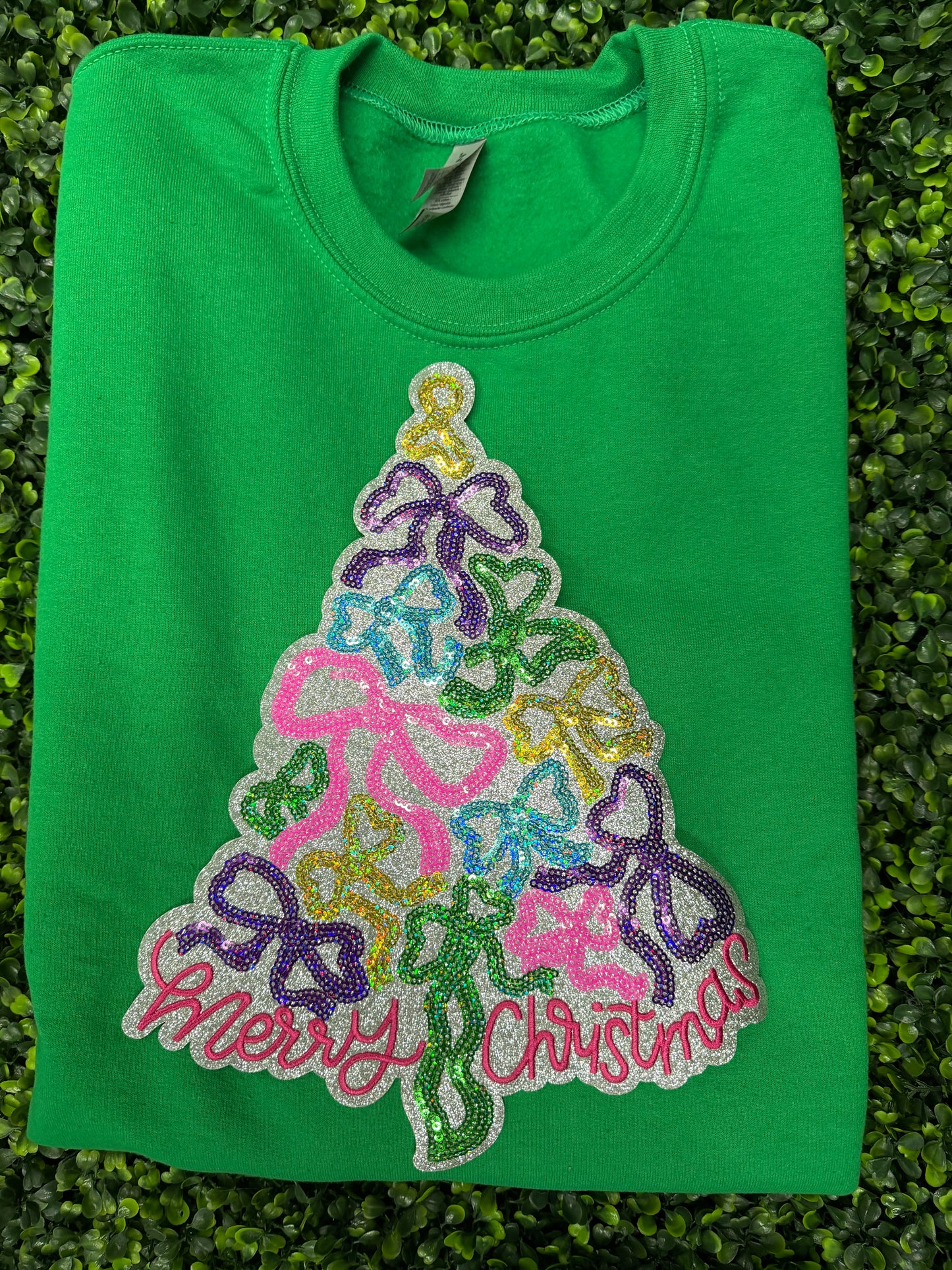 Sequin Merry Christmas Tree Patch