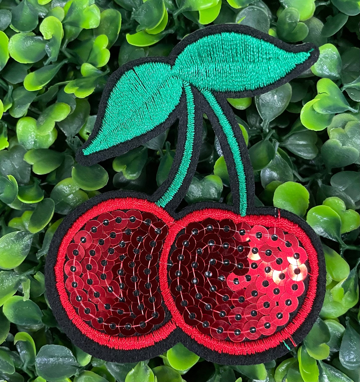 Sequin Cherry Embroidered Patch