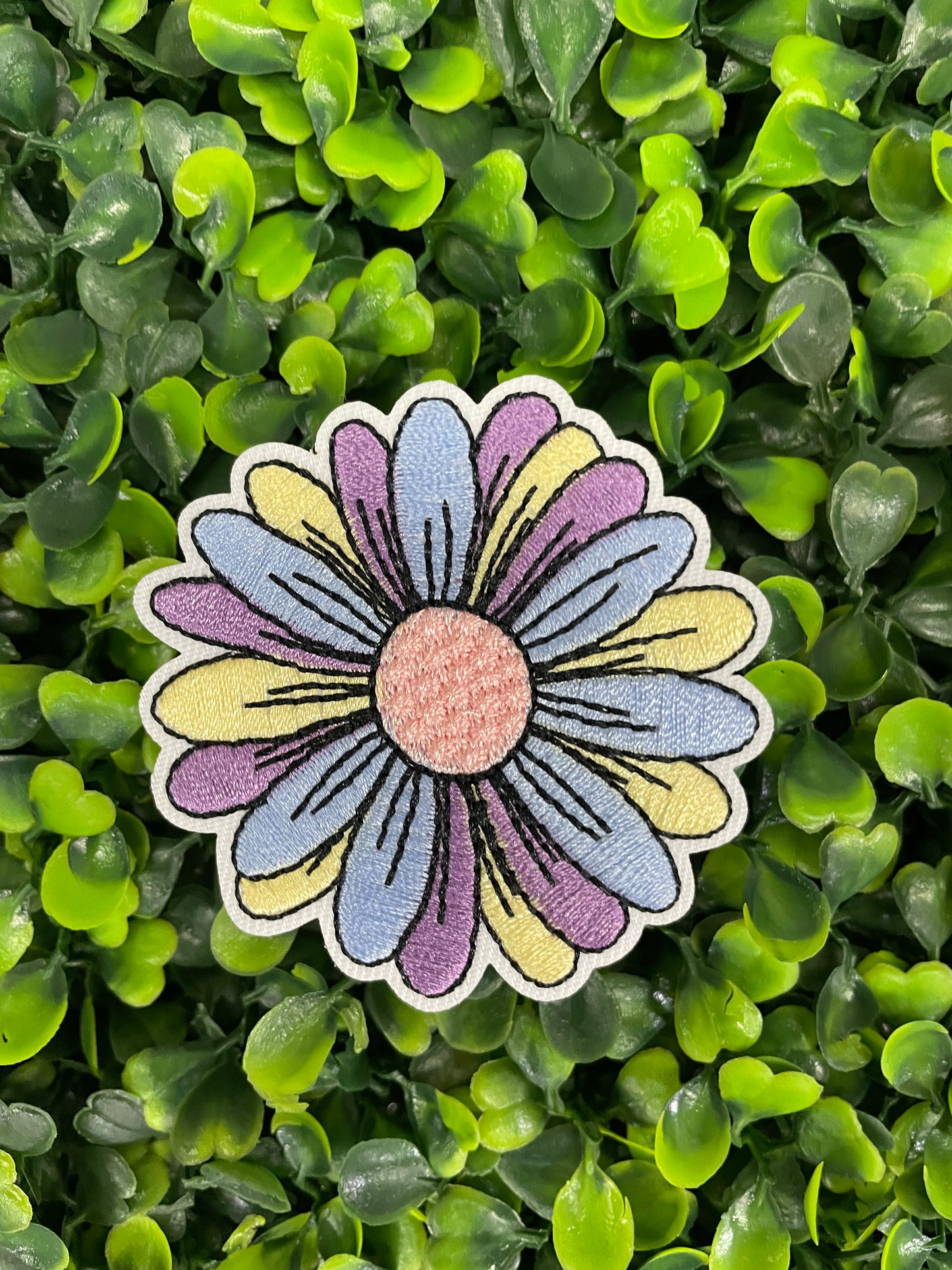 Colorful Daisy Embroidered Patch