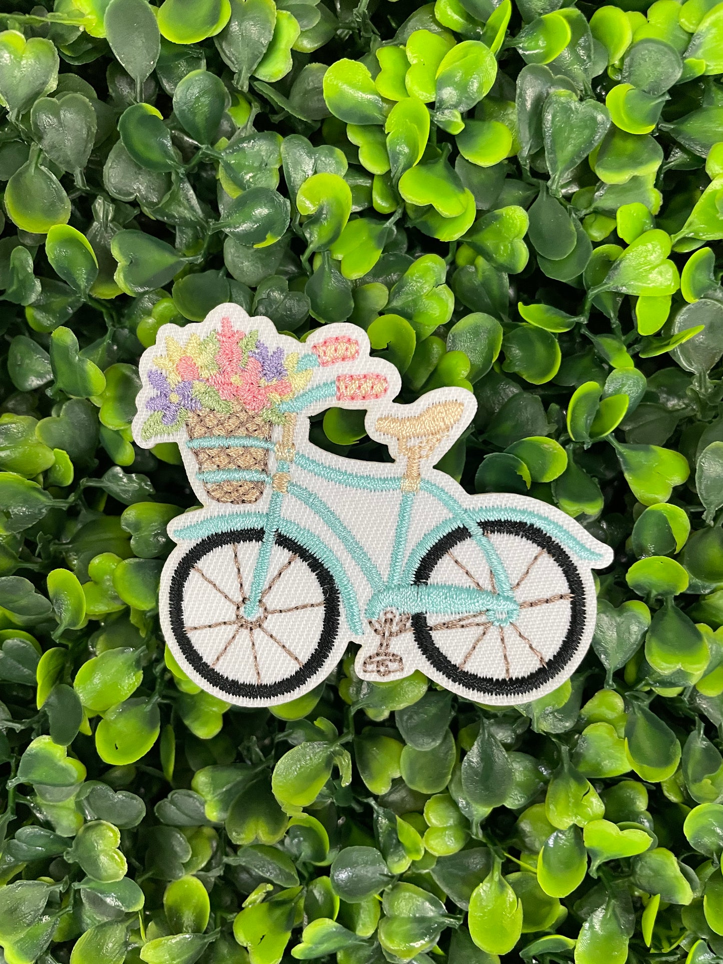 Floral Bicycle Embroidered Patch