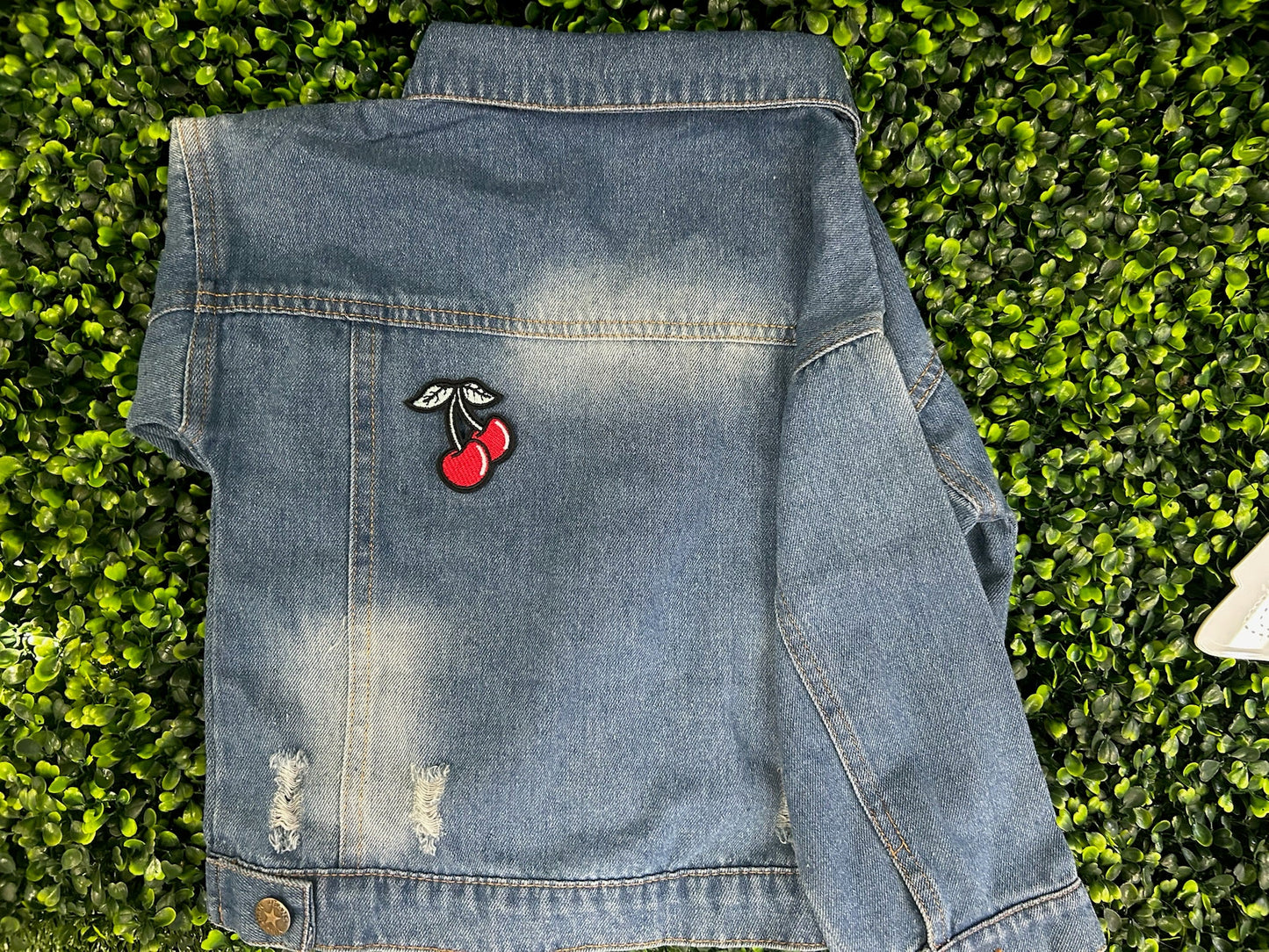 Cherry with Black & White Stems Embroidered Patch